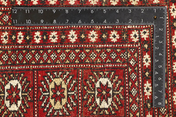 Red Pakistani Bokhara Rug 9' 4" x 12' Hand-Knotted | No. QA66638
