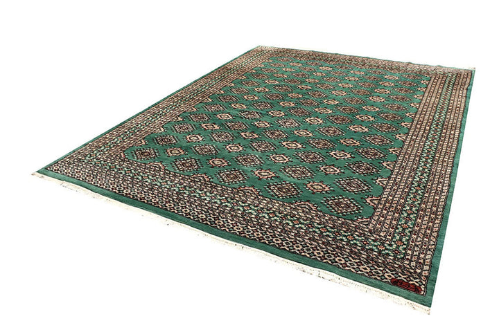 Sea Green Pakistani Jaldar Rug 8' 2" x 10' 8" Hand-Knotted | No. QA66671