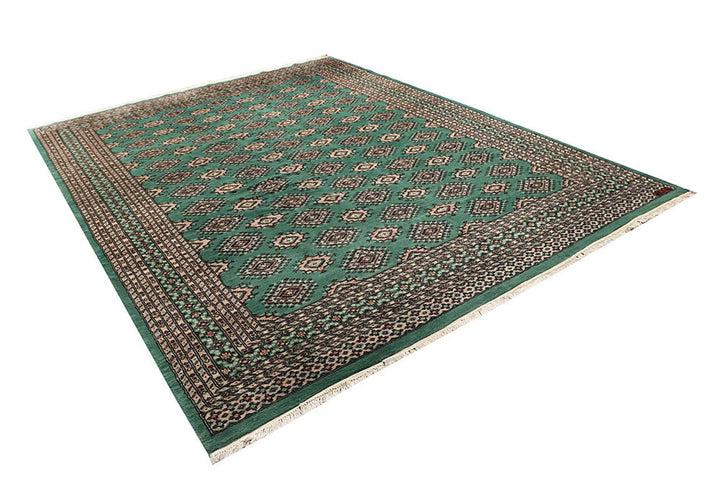 Sea Green Pakistani Jaldar Rug 8' 2" x 10' 8" Hand-Knotted | No. QA66671