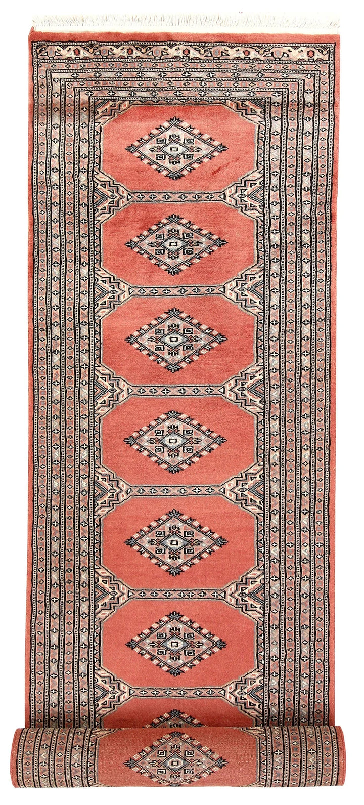 Light Salmon Pakistani Jaldar Runner 2' 7" x 10' 2" Hand-Knotted | No. QA66700