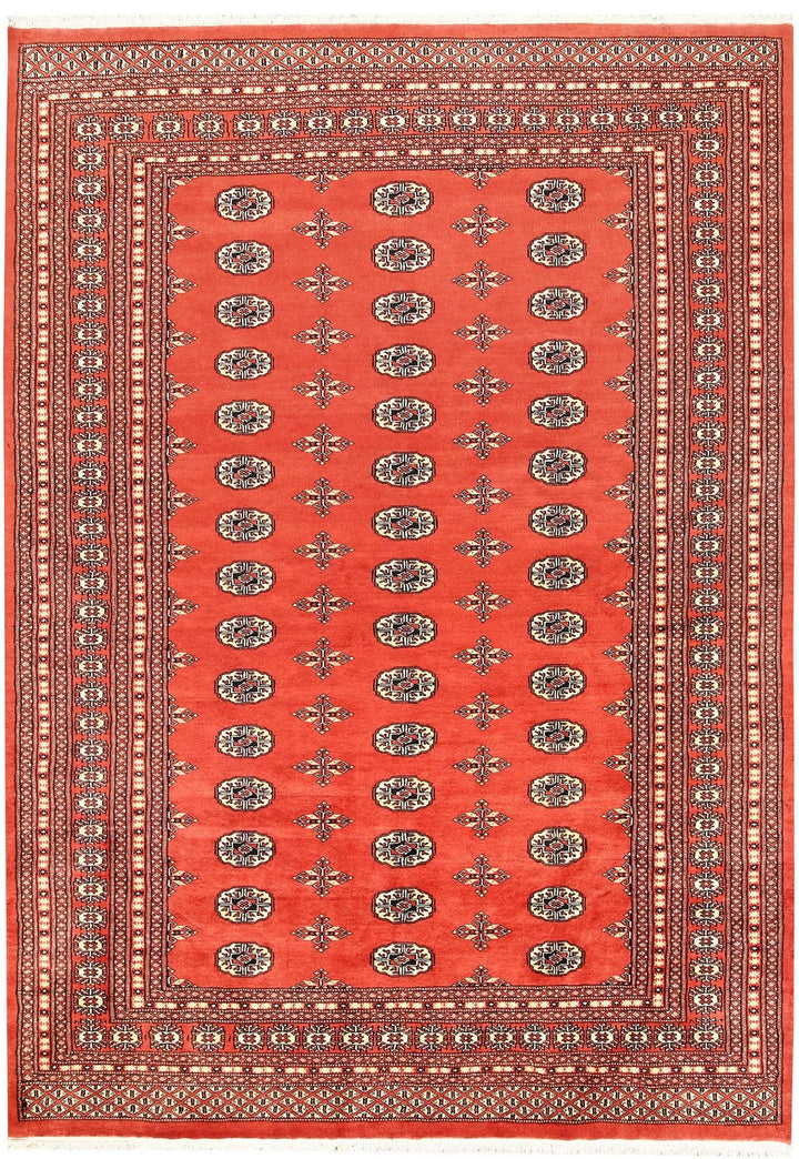 Coral Pakistani Bokhara Rug 6' 2" x 8' 10" Hand-Knotted | No. QA66791
