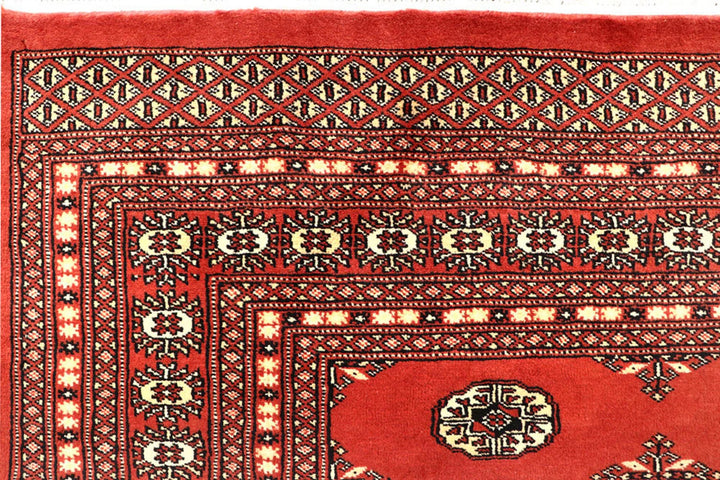Coral Pakistani Bokhara Rug 6' 2" x 8' 10" Hand-Knotted | No. QA66791