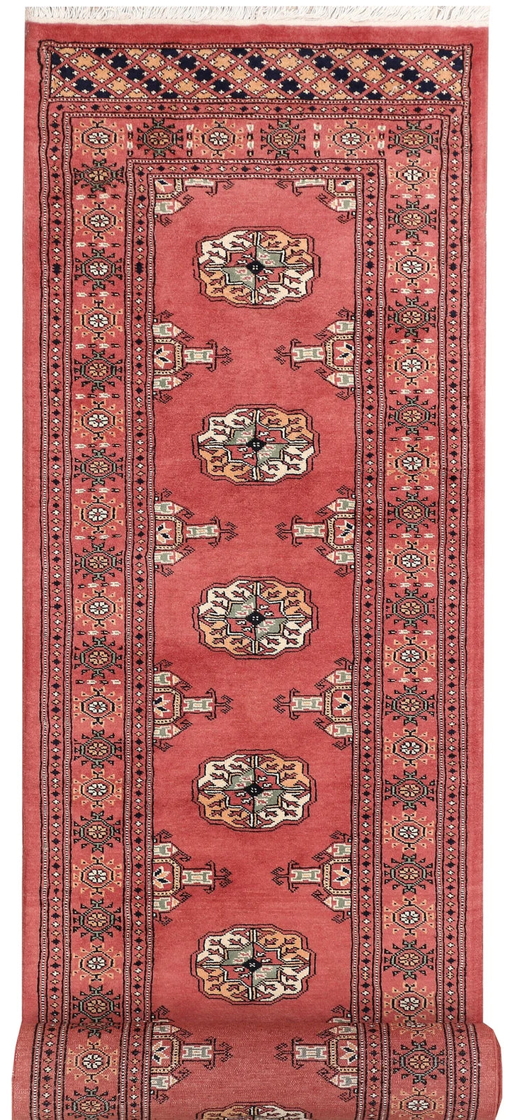 Red Bokhara Rug 2' 7" x 13' 1" Hand-Knotted | No. QA66905