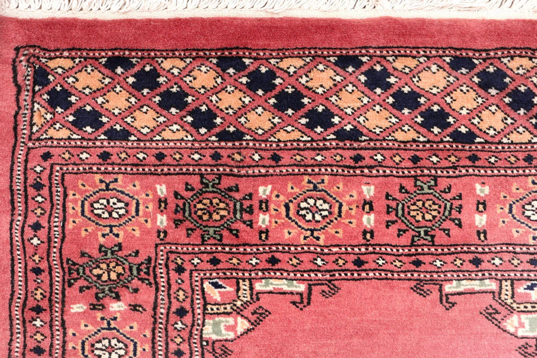 Red Bokhara Rug 2' 7" x 13' 1" Hand-Knotted | No. QA66905