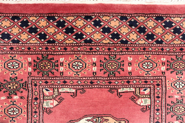 Red Bokhara Rug 2' 7" x 13' 1" Hand-Knotted | No. QA66905