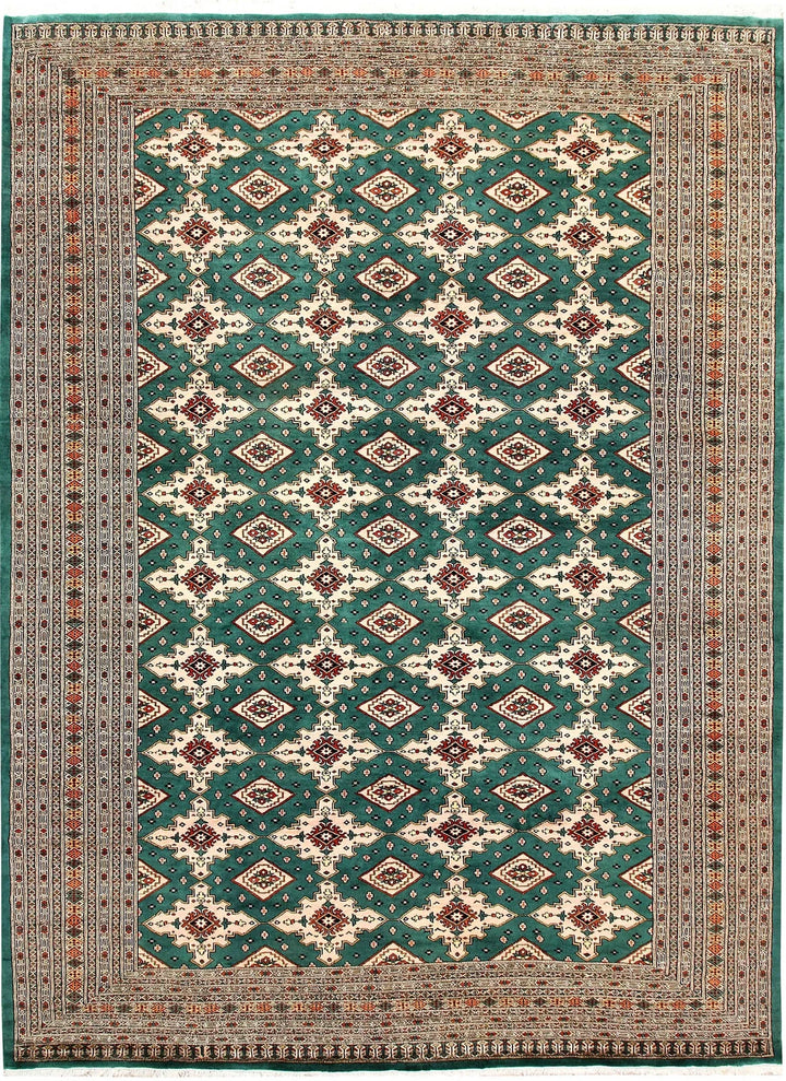Teal Pakistani Jaldar Rug 8' 1" x 10' 11" Hand-Knotted | No. QA66927