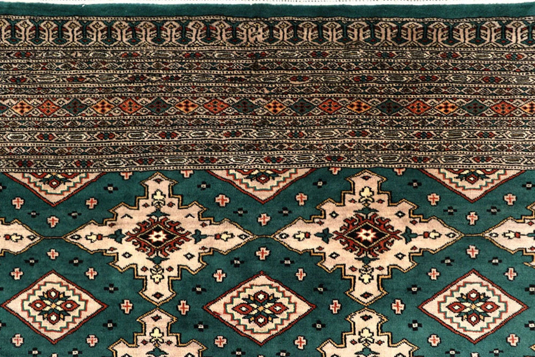 Teal Pakistani Jaldar Rug 8' 1" x 10' 11" Hand-Knotted | No. QA66927