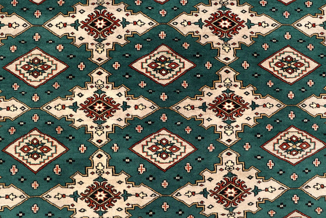 Teal Pakistani Jaldar Rug 8' 1" x 10' 11" Hand-Knotted | No. QA66927