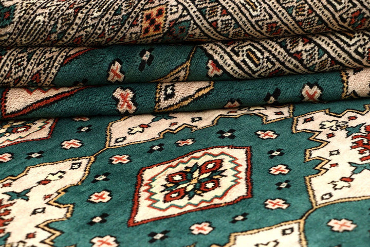 Teal Pakistani Jaldar Rug 8' 1" x 10' 11" Hand-Knotted | No. QA66927