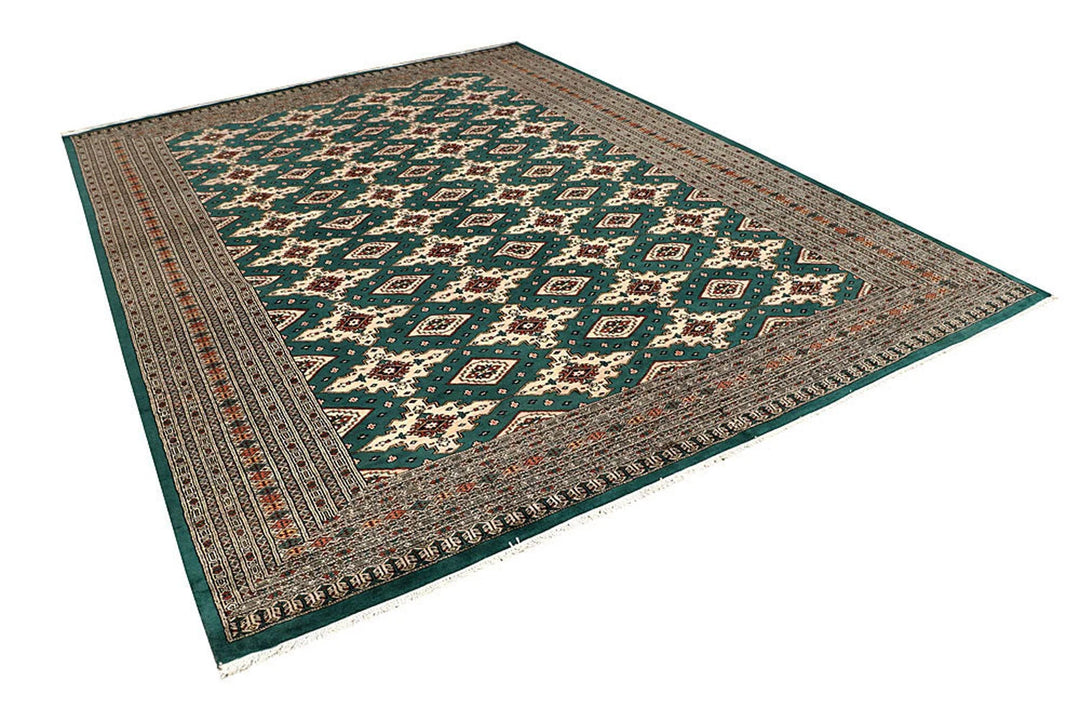 Teal Pakistani Jaldar Rug 8' 1" x 10' 11" Hand-Knotted | No. QA66927