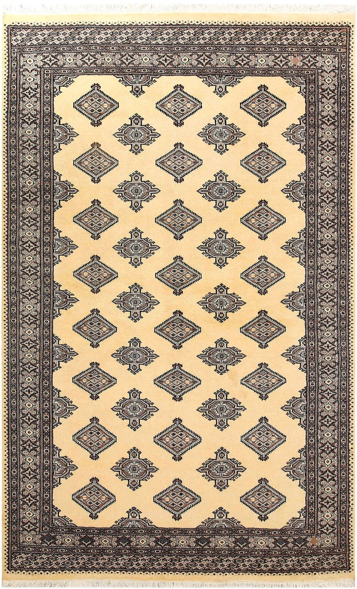 Brown Pakistani Jaldar Rug 5' 1" x 8' 2" Hand-Knotted | No. QA66942