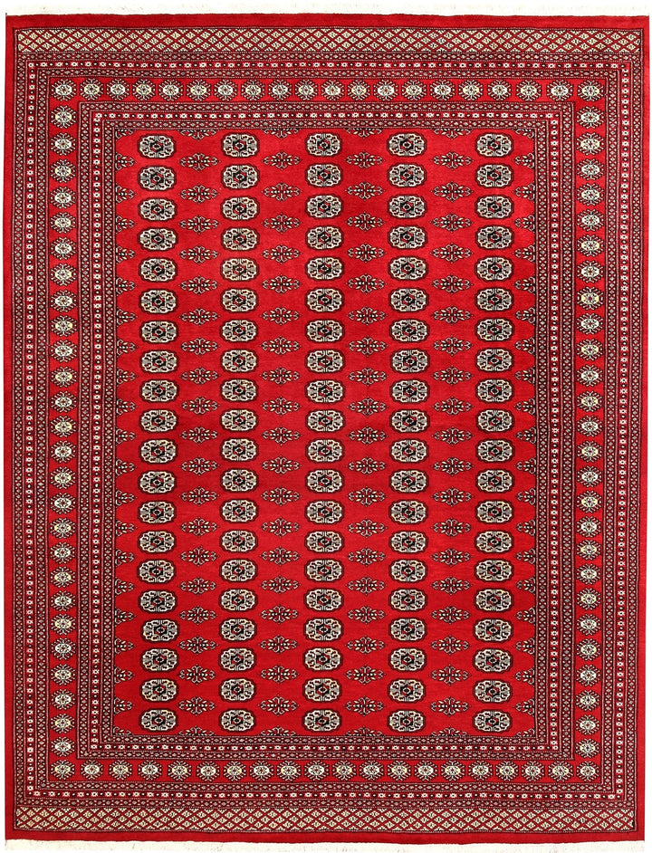 Red Pakistani Bokhara Rug 7' 10" x 10' 1" Hand-Knotted | No. QA66971