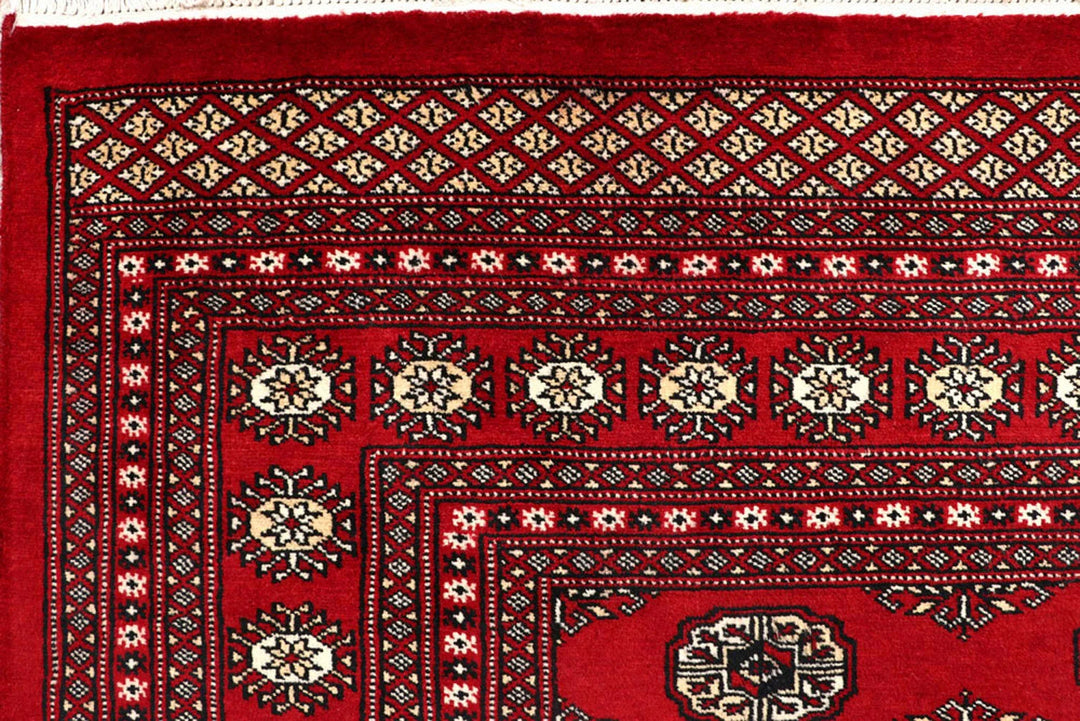 Red Pakistani Bokhara Rug 7' 10" x 10' 1" Hand-Knotted | No. QA66971