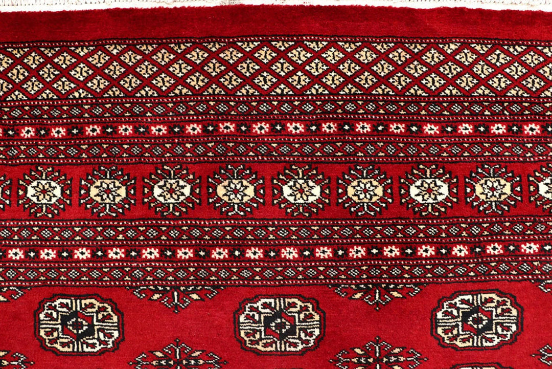 Red Pakistani Bokhara Rug 7' 10" x 10' 1" Hand-Knotted | No. QA66971