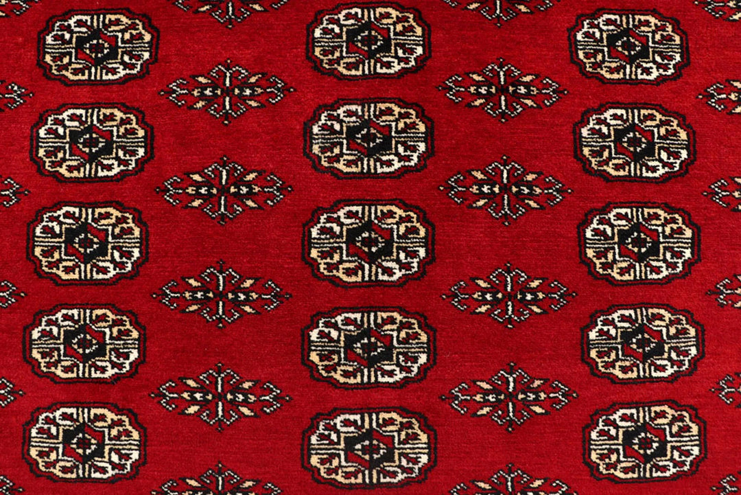 Red Pakistani Bokhara Rug 7' 10" x 10' 1" Hand-Knotted | No. QA66971