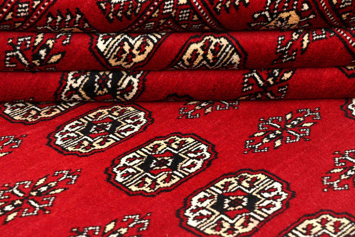 Red Pakistani Bokhara Rug 7' 10" x 10' 1" Hand-Knotted | No. QA66971