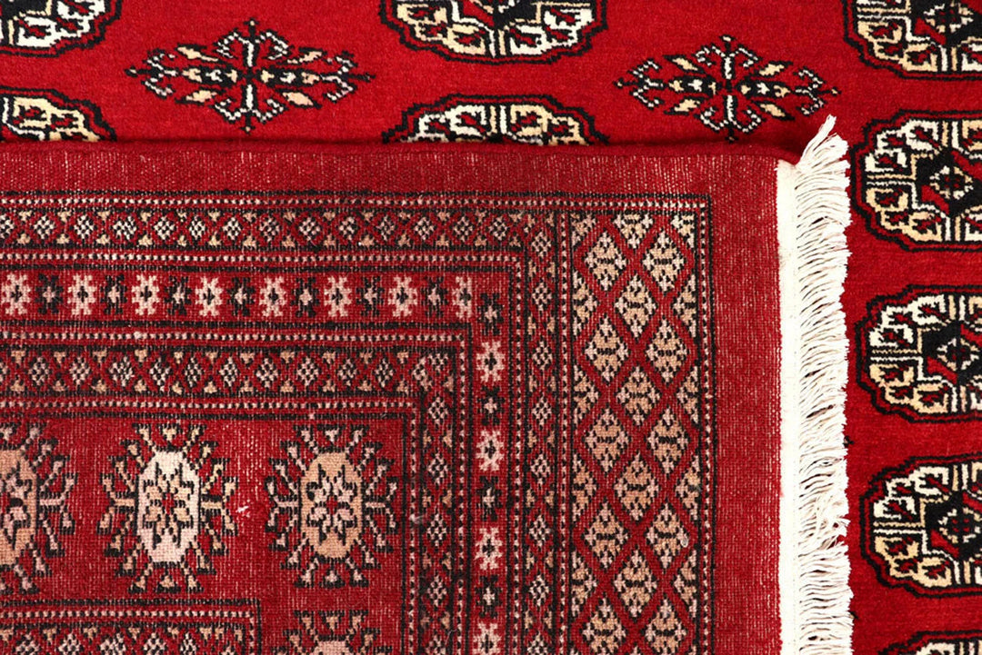 Red Pakistani Bokhara Rug 7' 10" x 10' 1" Hand-Knotted | No. QA66971