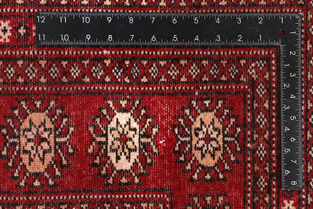 Red Pakistani Bokhara Rug 7' 10" x 10' 1" Hand-Knotted | No. QA66971