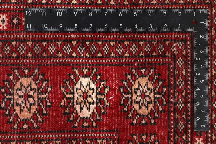 Red Pakistani Bokhara Rug 7' 10" x 10' 1" Hand-Knotted | No. QA66971