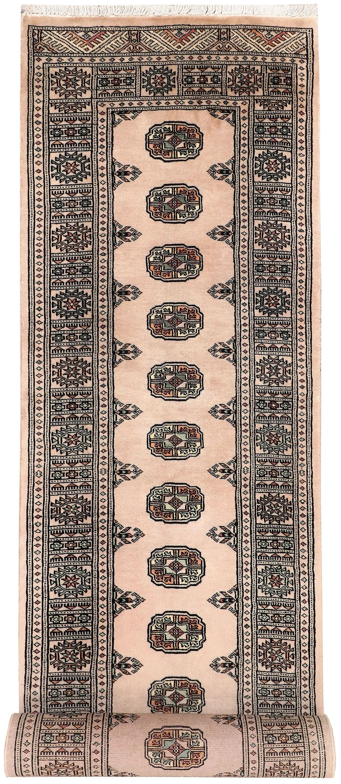Brown Pakistani Bokhara Rug 2' 6" x 10' 8" Hand-Knotted | No. QA67038