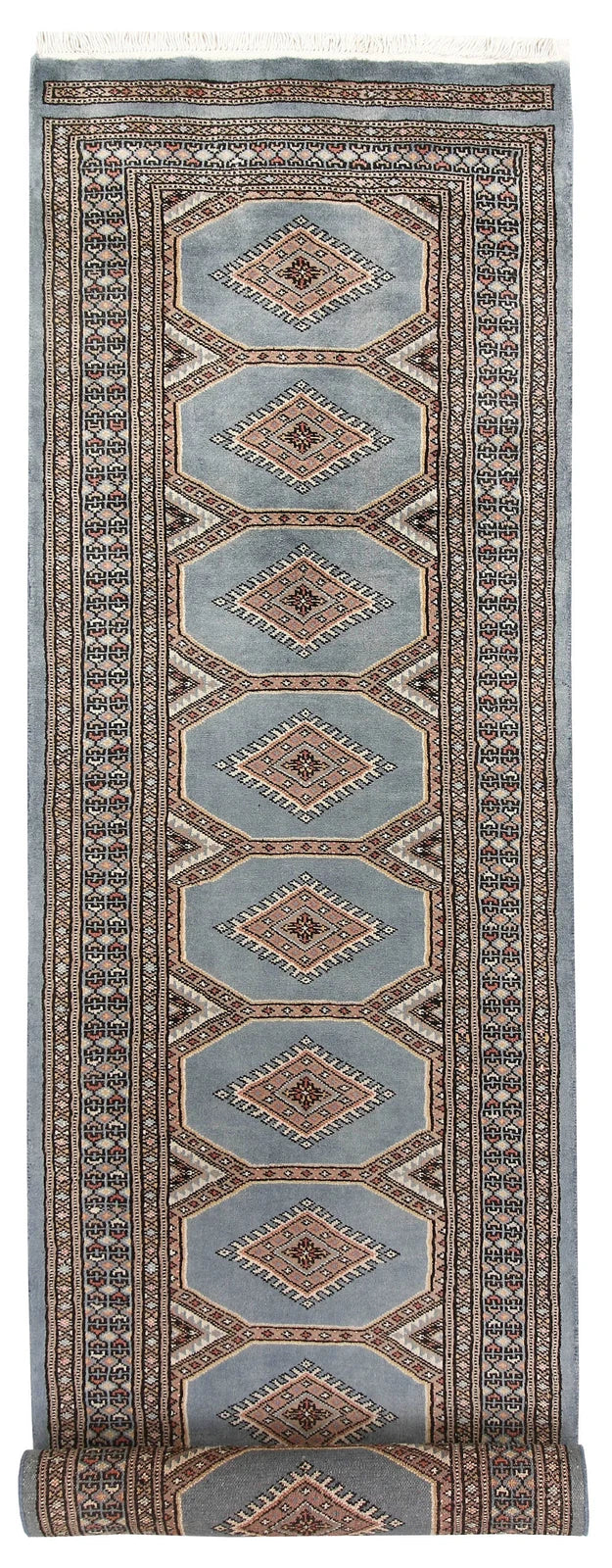 Grey Pakistani Jaldar Rug 2' 4" x 9' 8" Hand-Knotted | No. QA67045