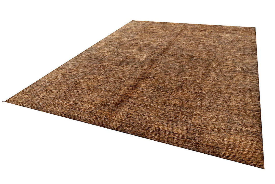 Saddle Brown Pakistani Gabbeh Rug 9' 1" x 12' 2" Hand-Knotted | No. QA67047