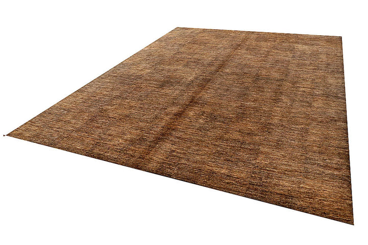 Saddle Brown Pakistani Gabbeh Rug 9' 1" x 12' 2" Hand-Knotted | No. QA67047
