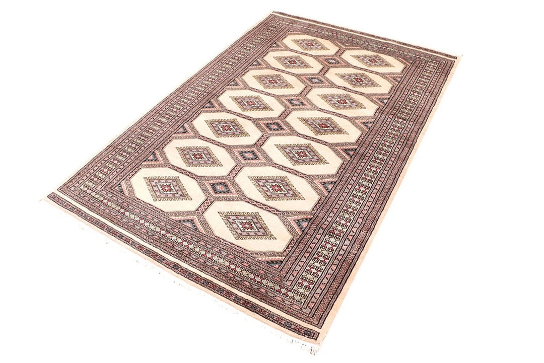 Brown Pakistani Jaldar Rug 4' 2" x 6' 4" Hand-Knotted | No. QA67056
