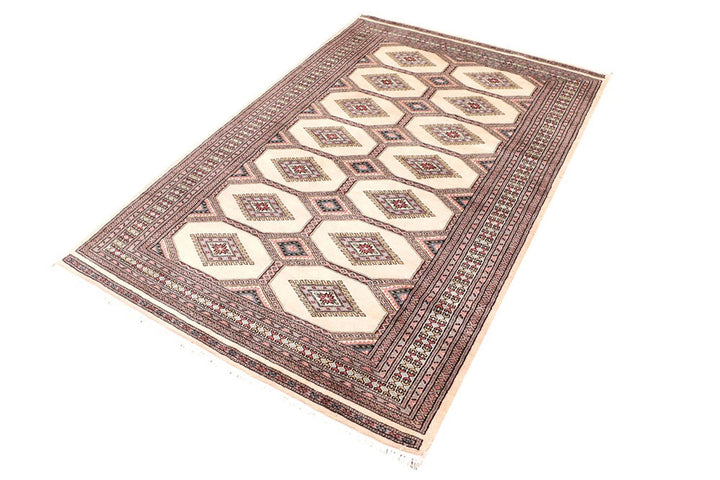 Brown Pakistani Jaldar Rug 4' 2" x 6' 4" Hand-Knotted | No. QA67056