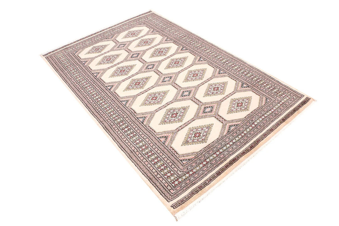 Brown Pakistani Jaldar Rug 4' 2" x 6' 4" Hand-Knotted | No. QA67056