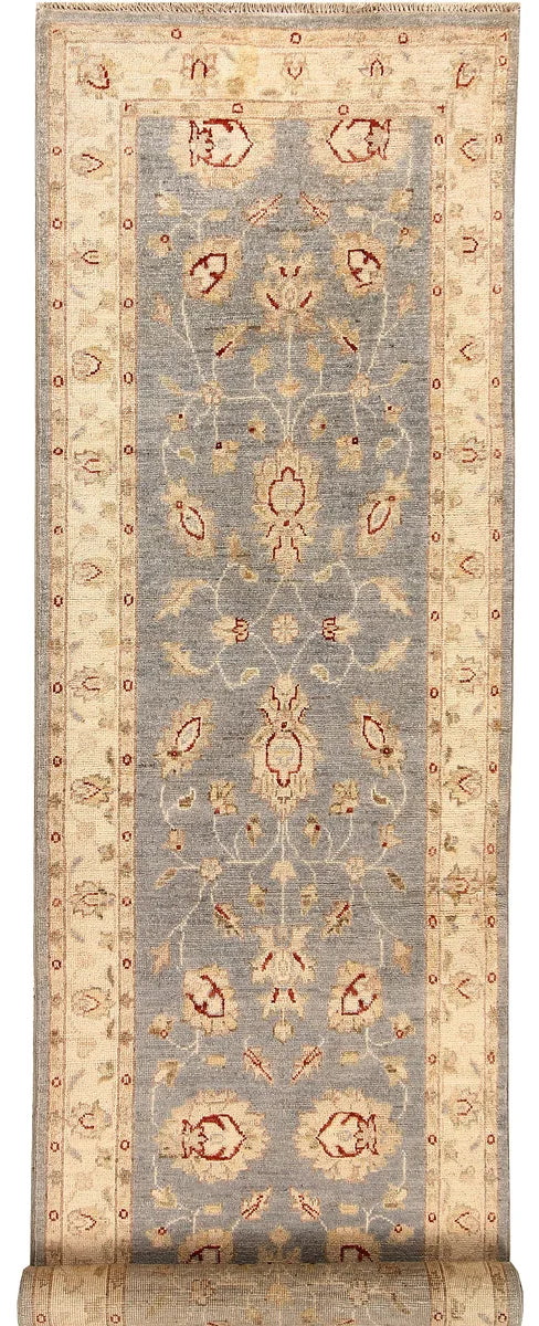 Grey Afghan Oushak Rug 2' 7" x 9' " Hand-Knotted | No. QA67101