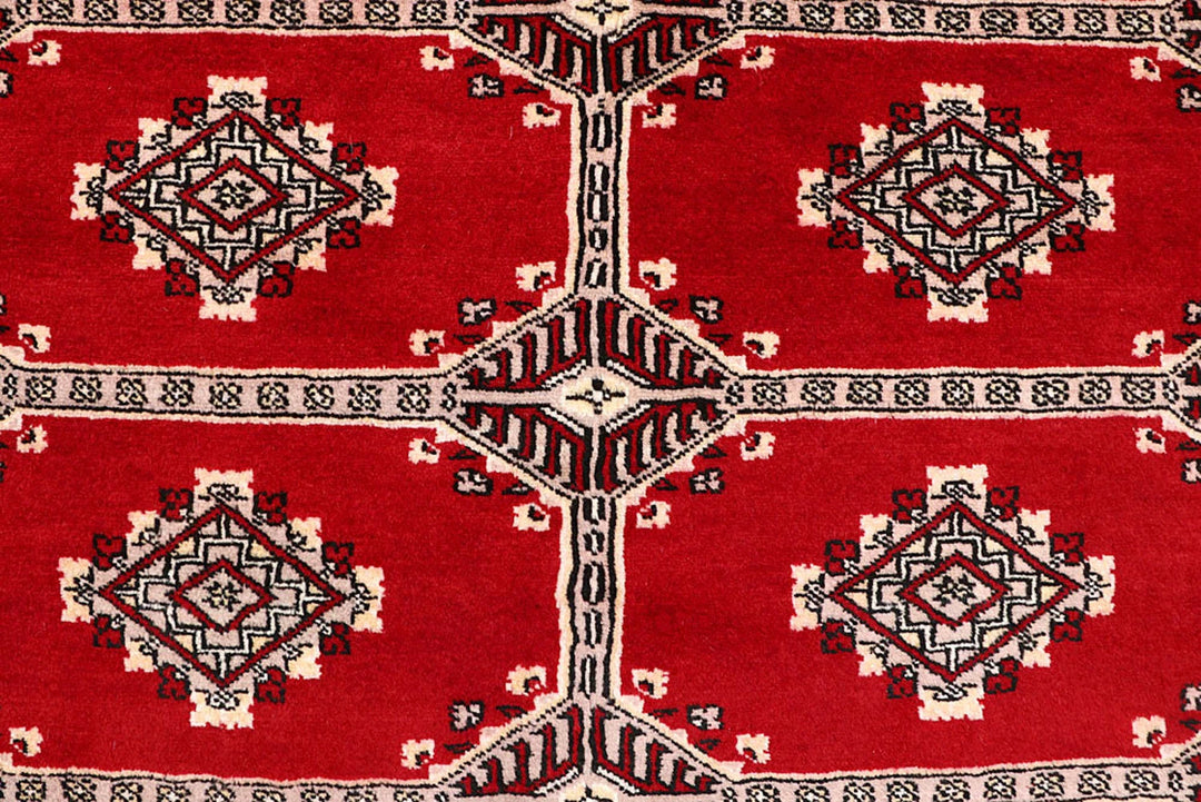 Red Pakistani Jaldar Rug 5' 1" x 8' 4" Hand-Knotted | No. QA67173