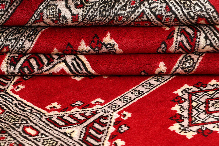 Red Pakistani Jaldar Rug 5' 1" x 8' 4" Hand-Knotted | No. QA67173