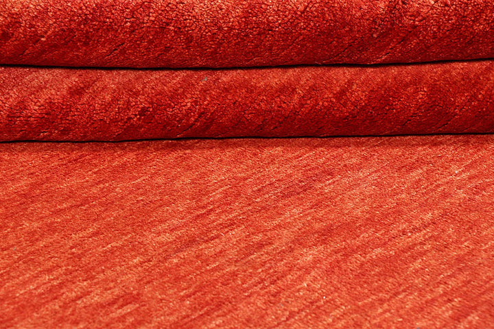 Orange Red Pakistani Gabbeh Rug 5' 1" x 6' 7" Hand-Knotted | No. QA67242