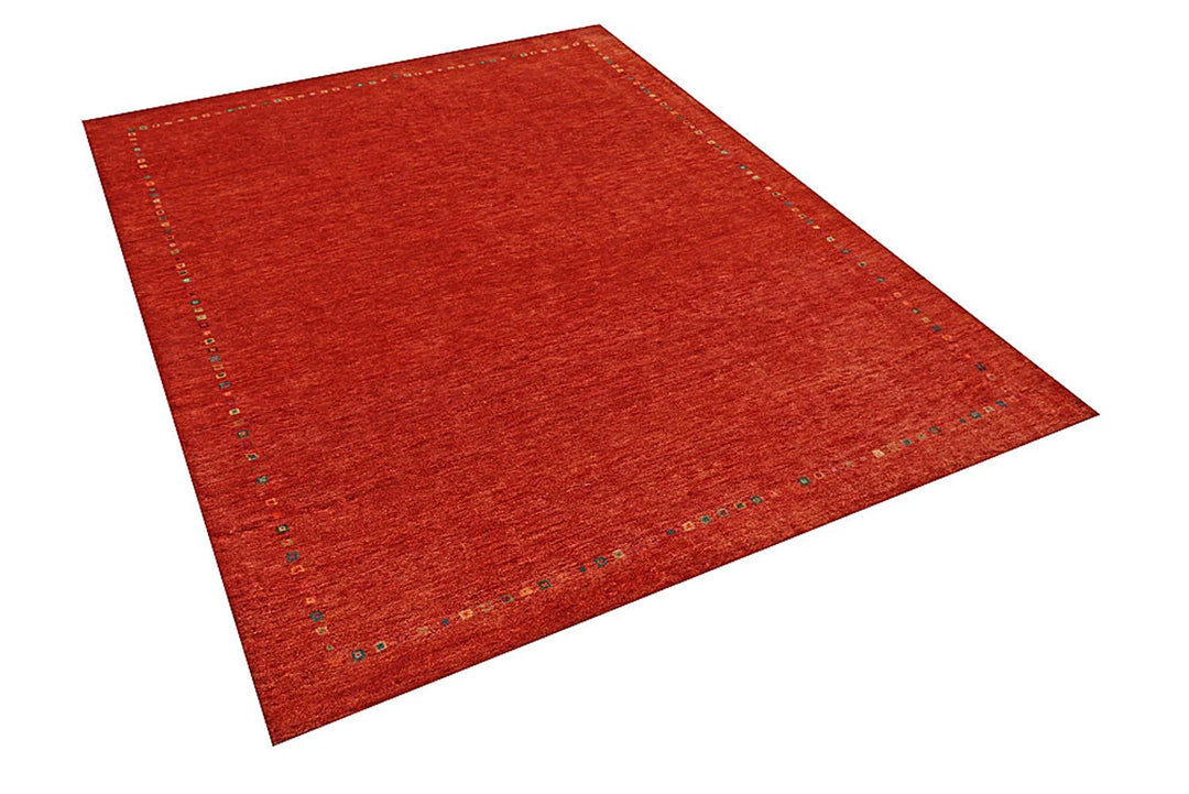 Orange Red Pakistani Gabbeh Rug 5' 1" x 6' 7" Hand-Knotted | No. QA67242