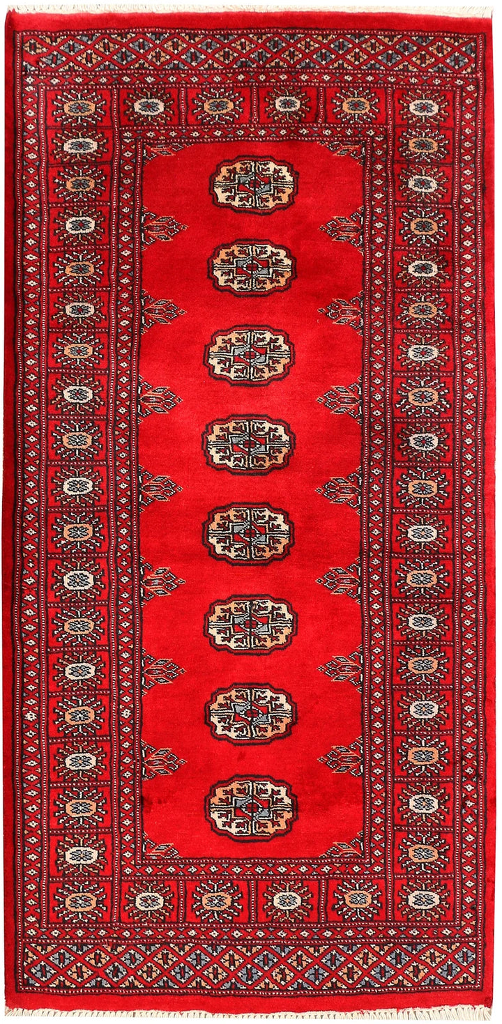 Dark Red Pakistani Bokhara Rug 2' 8" x 5' 5" Hand-Knotted | No. QA67290