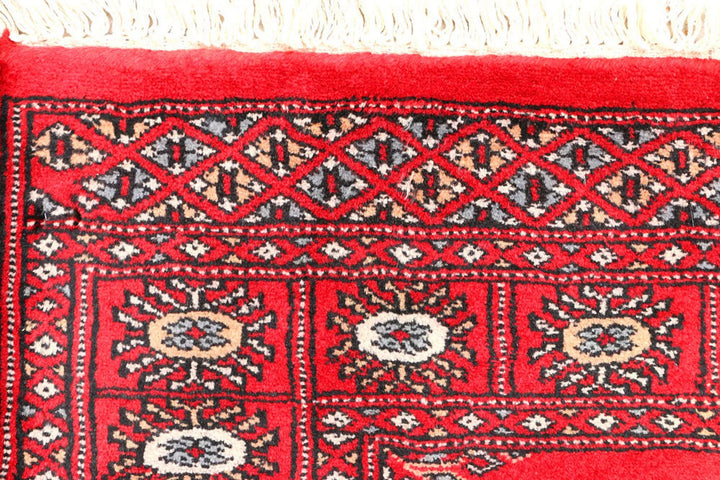 Dark Red Pakistani Bokhara Rug 2' 8" x 5' 5" Hand-Knotted | No. QA67290