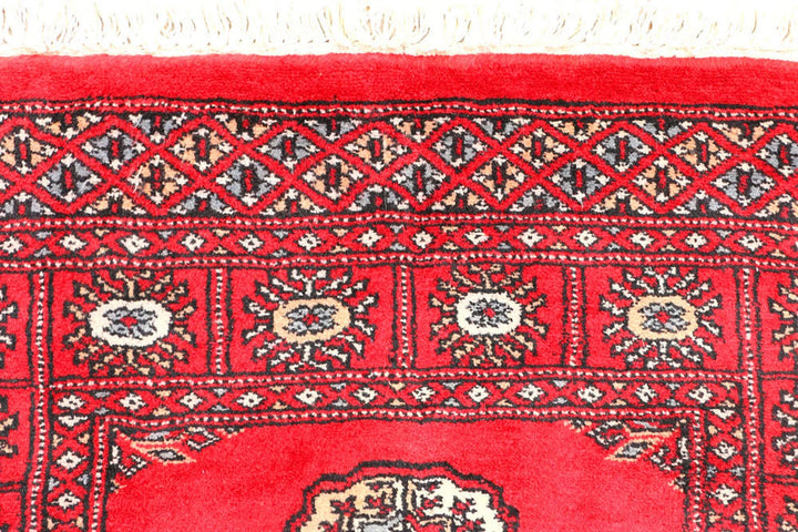 Dark Red Pakistani Bokhara Rug 2' 8" x 5' 5" Hand-Knotted | No. QA67290