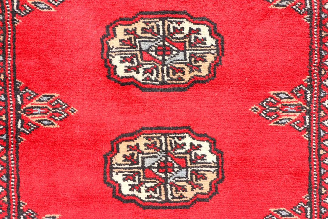 Dark Red Pakistani Bokhara Rug 2' 8" x 5' 5" Hand-Knotted | No. QA67290