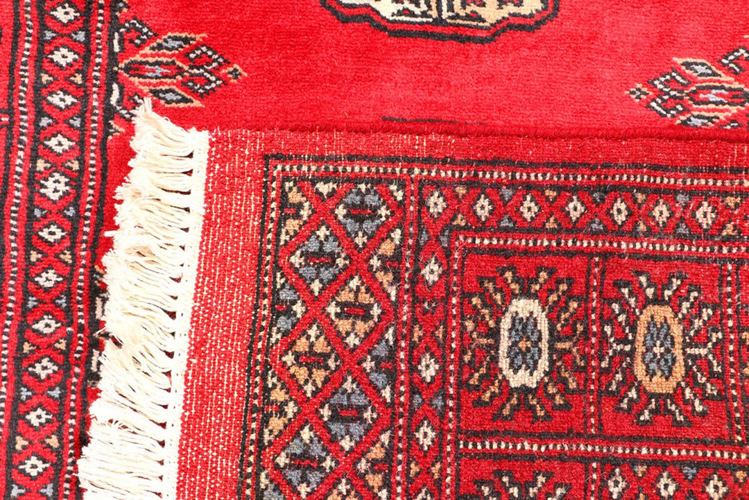 Dark Red Pakistani Bokhara Rug 2' 8" x 5' 5" Hand-Knotted | No. QA67290