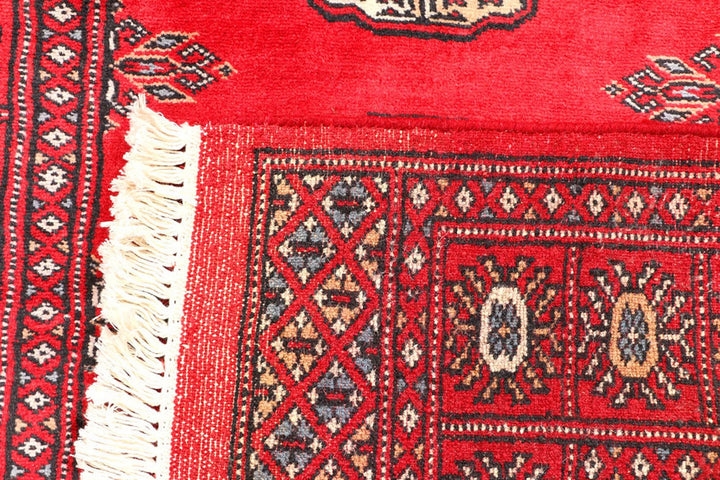 Dark Red Pakistani Bokhara Rug 2' 8" x 5' 5" Hand-Knotted | No. QA67290