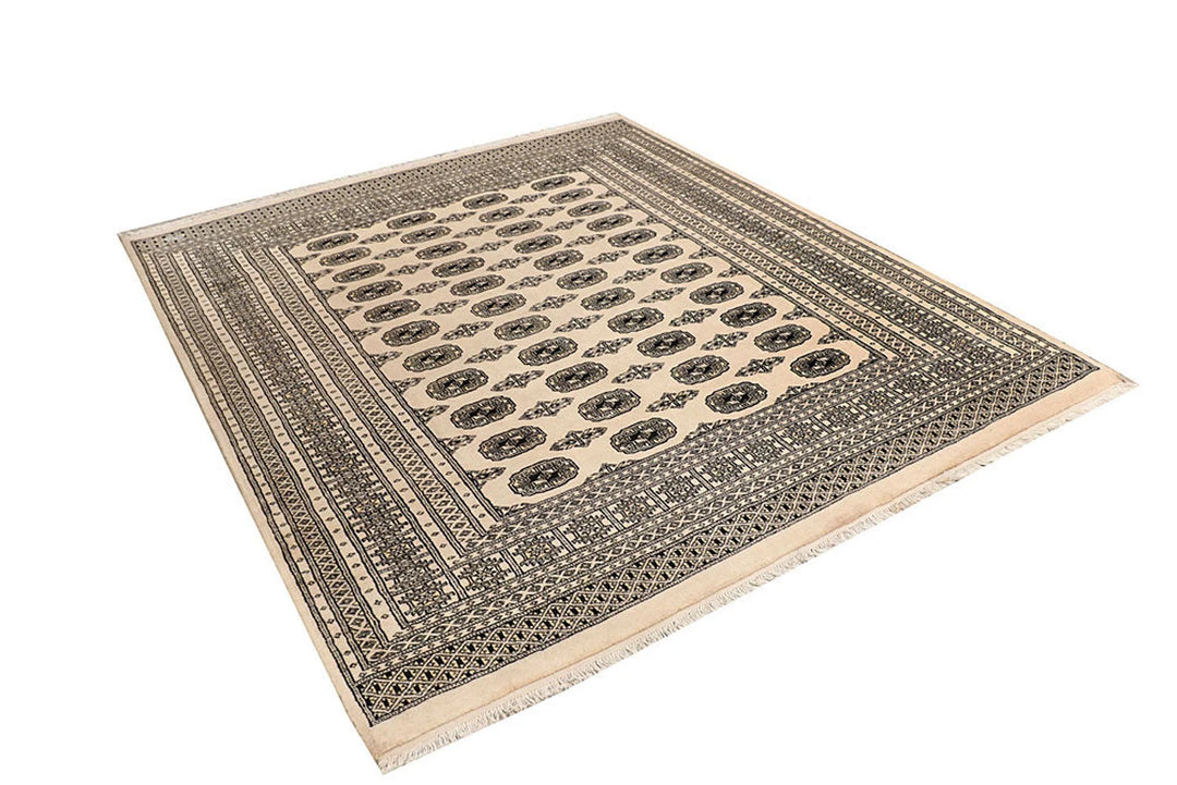 Brown Pakistani Bokhara Rug 6' 7" x 7' 9" Hand-Knotted | No. QA67333