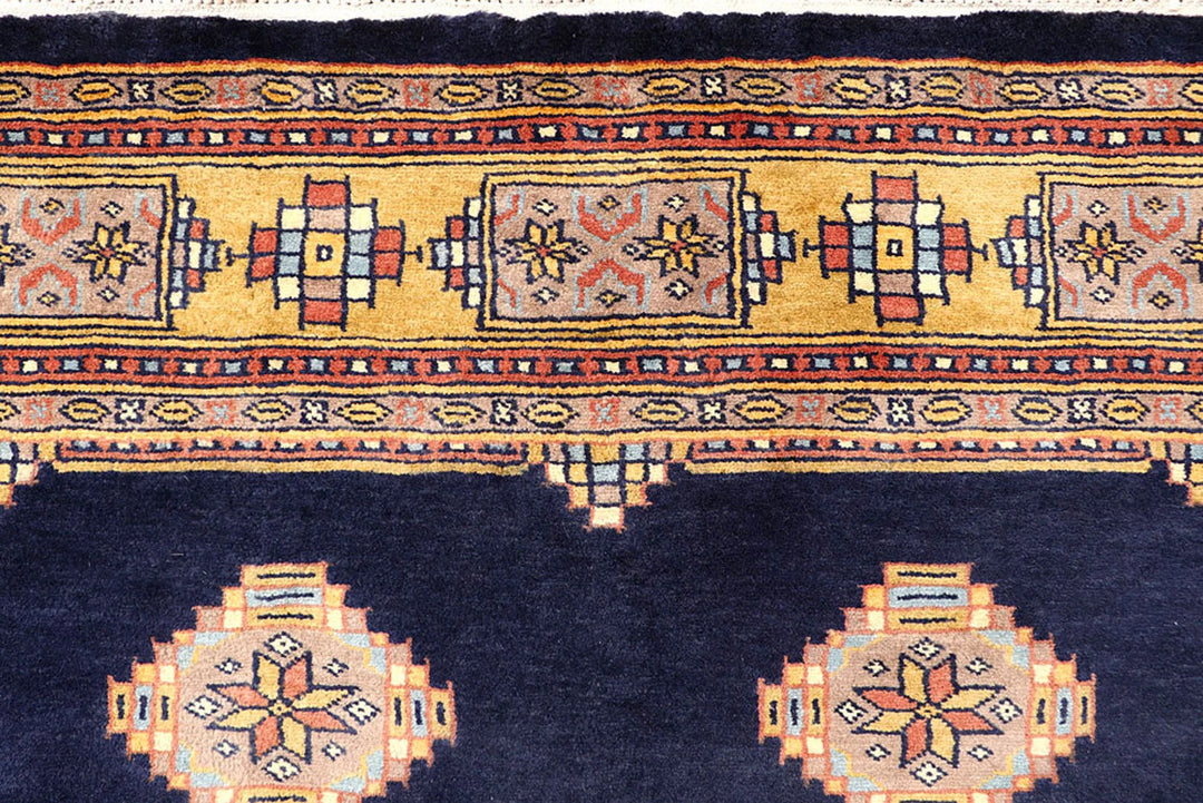 Midnight Blue Pakistani Jaldar Rug 4' 2" x 6' 5" Hand-Knotted | No. QA67390