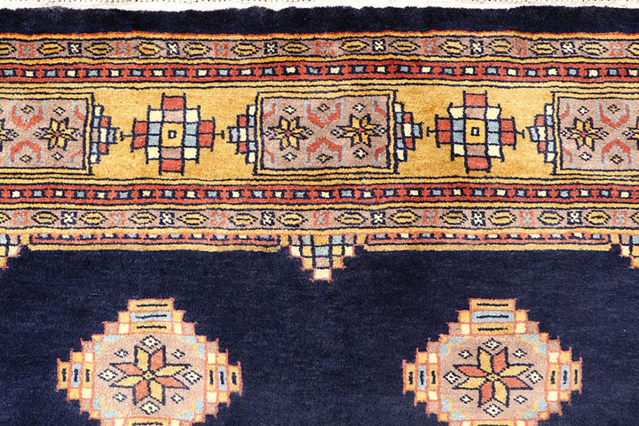 Midnight Blue Pakistani Jaldar Rug 4' 2" x 6' 5" Hand-Knotted | No. QA67390