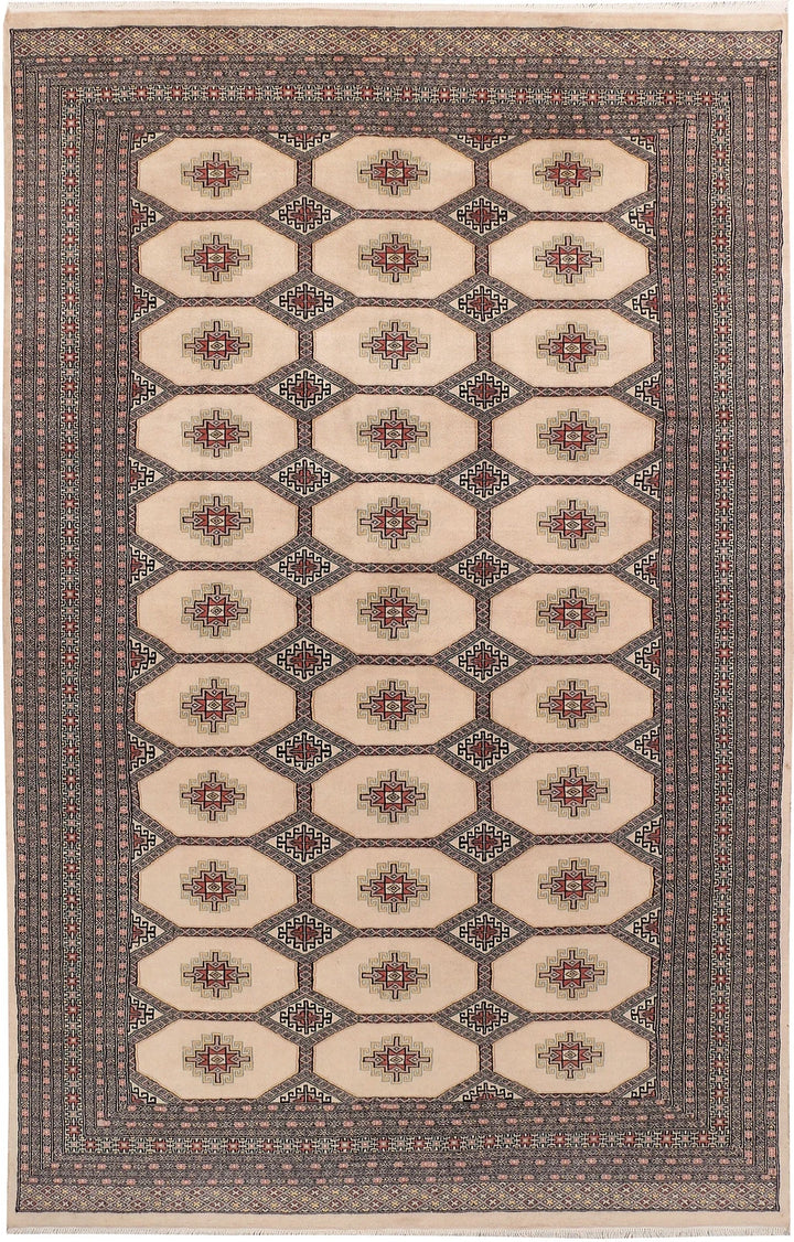 Brown Pakistani Jaldar Rug 6' 6" x 10' 2" Hand-Knotted | No. QA67445