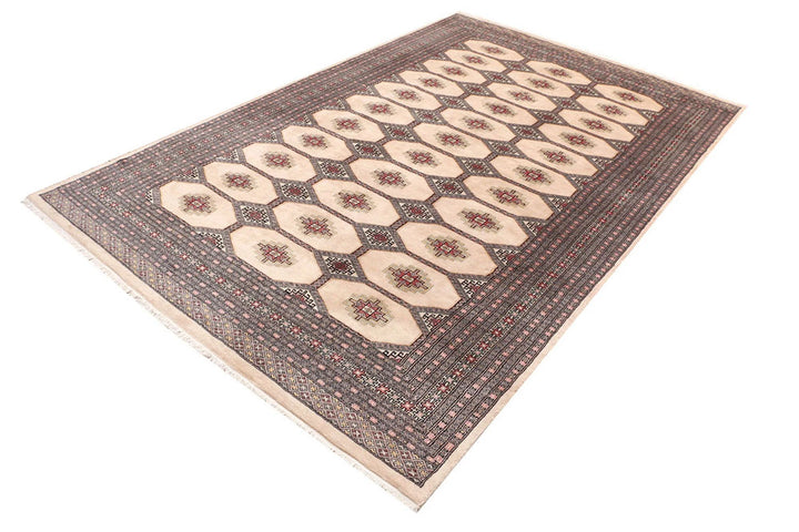 Brown Pakistani Jaldar Rug 6' 6" x 10' 2" Hand-Knotted | No. QA67445