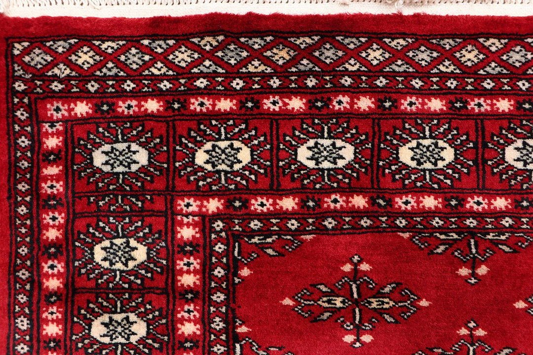 Red Pakistani Butterfly Rug 4' x 6'2" Hand-Knotted | No. QA67448