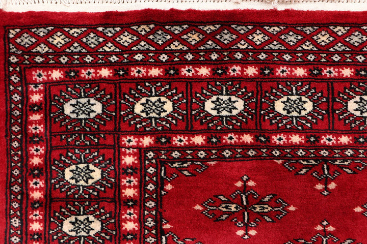 Red Pakistani Butterfly Rug 4' x 6'2" Hand-Knotted | No. QA67448