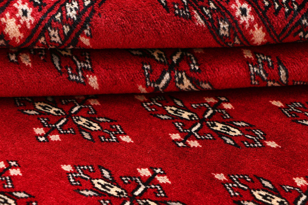 Red Pakistani Butterfly Rug 4' x 6'2" Hand-Knotted | No. QA67448