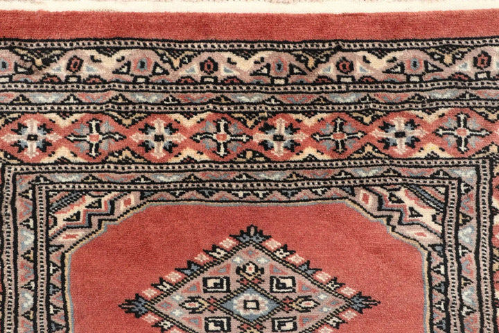 Light Salmon Pakistani Jaldar Rug 2' 6" x 9' 11" Hand-Knotted | No. QA67570